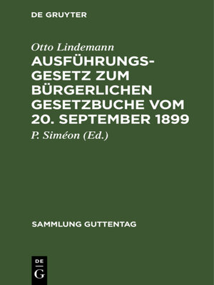 cover image of Ausführungsgesetz zum Bürgerlichen Gesetzbuche vom 20. September 1899